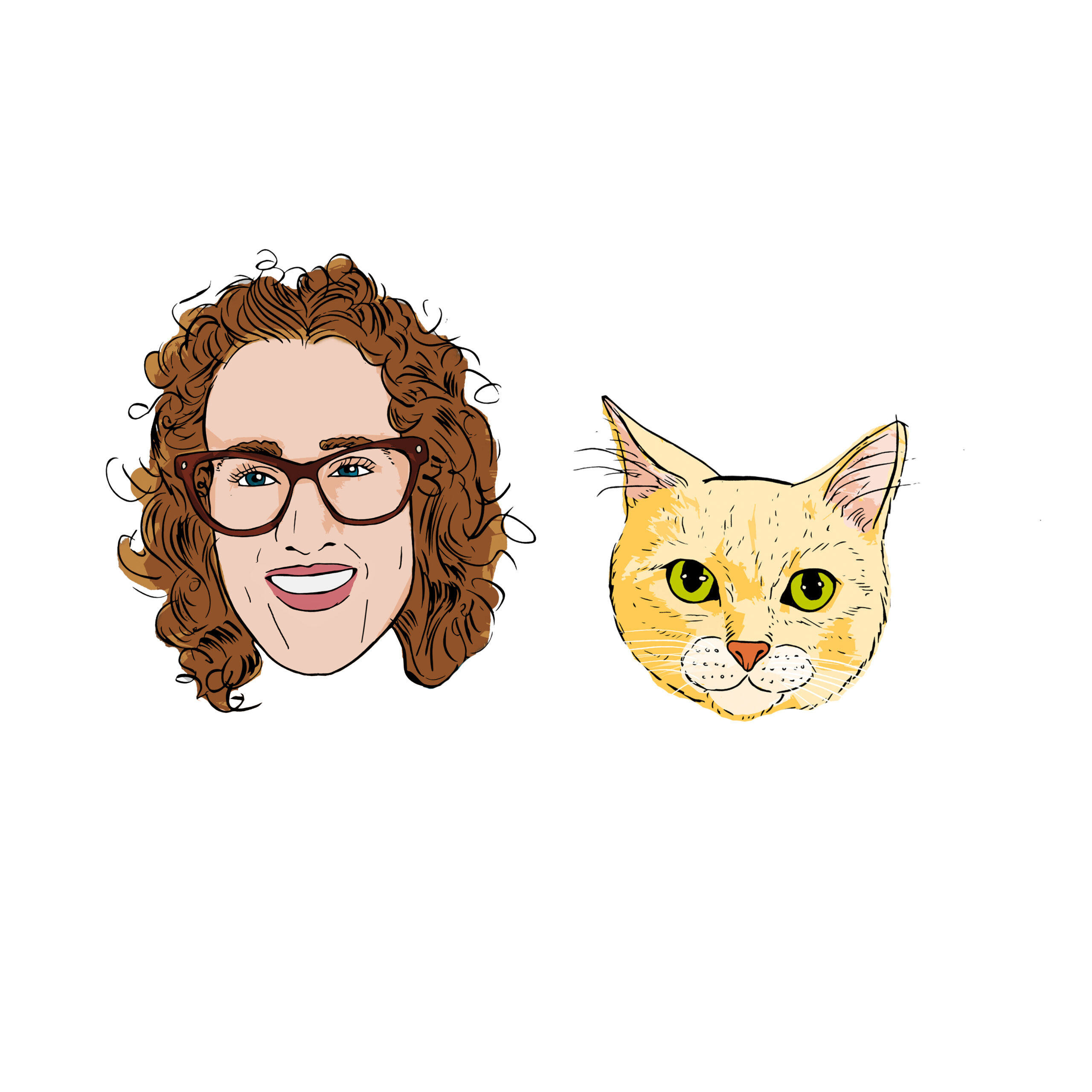 Portrait of Mary Katherine and her cat, Goldie.